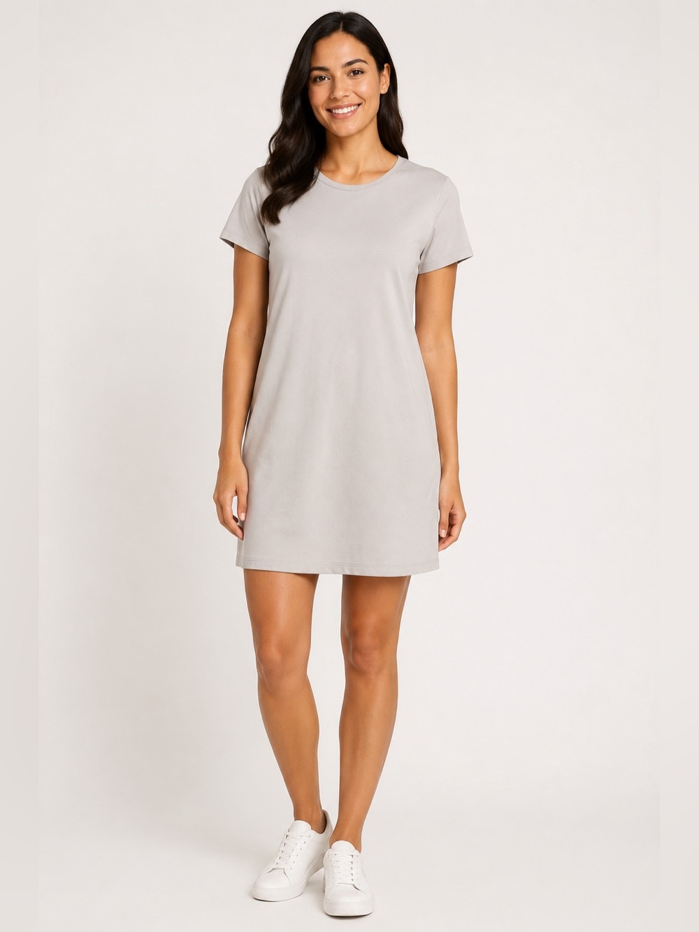 Athleta Essential Tee Dress Supima Cotton Stretch Taupe Beige M